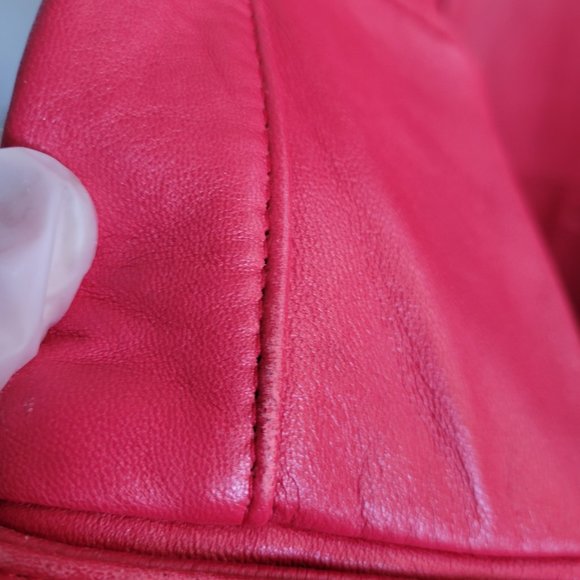 Bright Red Women’s Leather Coat – Size M - Picture 16 of 16